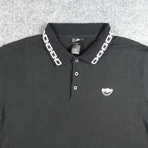 Lurking Class Shirt Mens M Black Chain Link Collar Polo Embroidered Street 14737